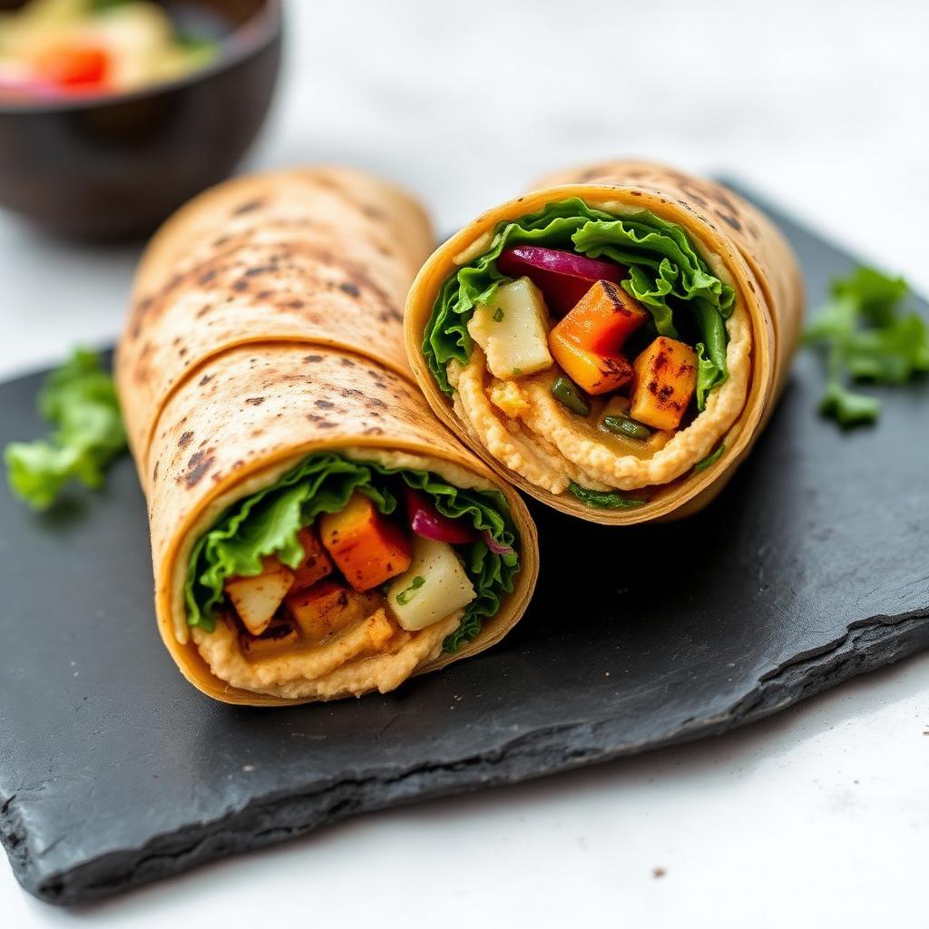 Wrap végétarien aux légumes grillés et houmous