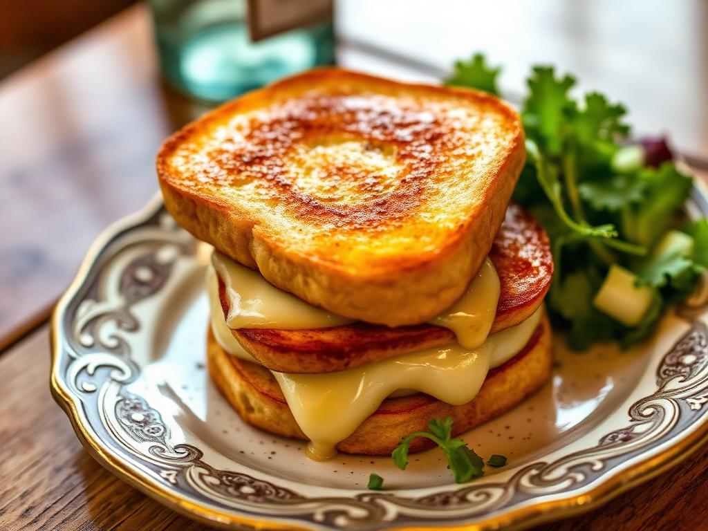 Croque-monsieur doré au fromage fondu
